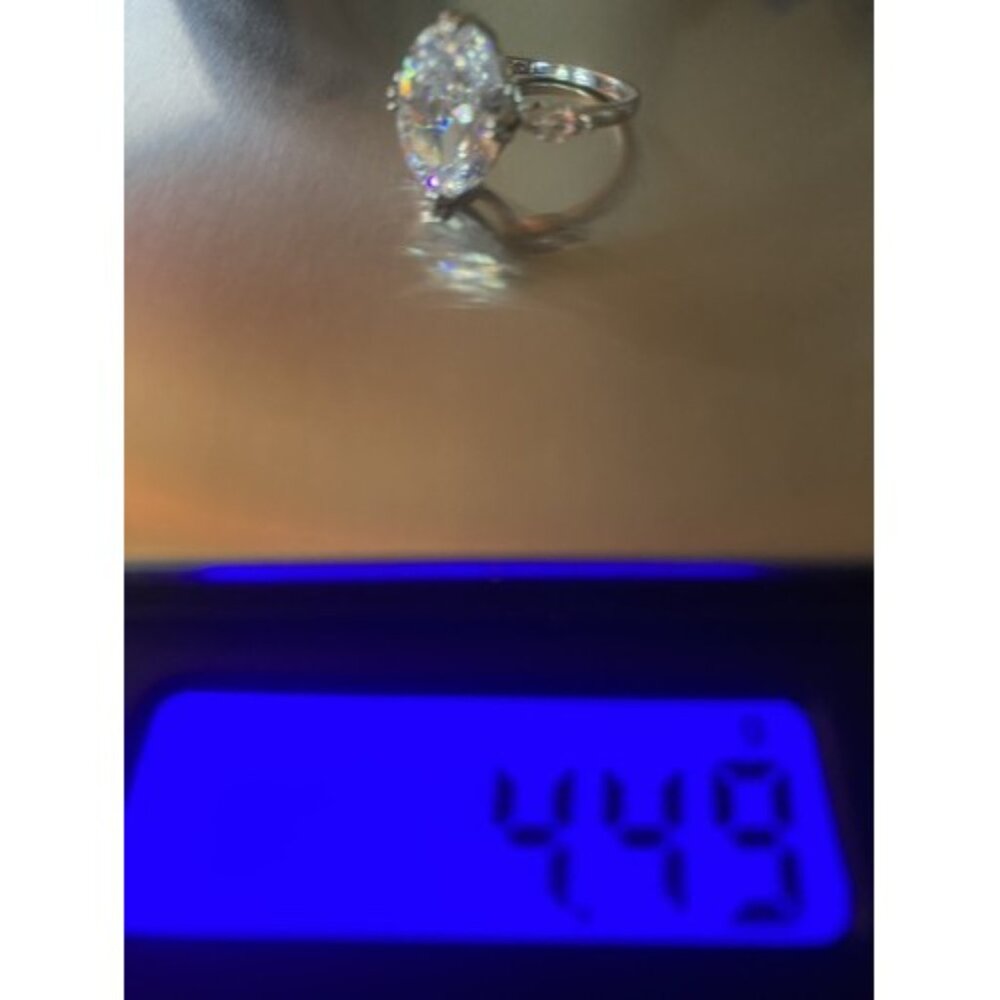 Engagement Wedding Ring BIG Oval Cubic Zirconia Solitaire 925 Silver Size 8.75 - Picture 4 of 6